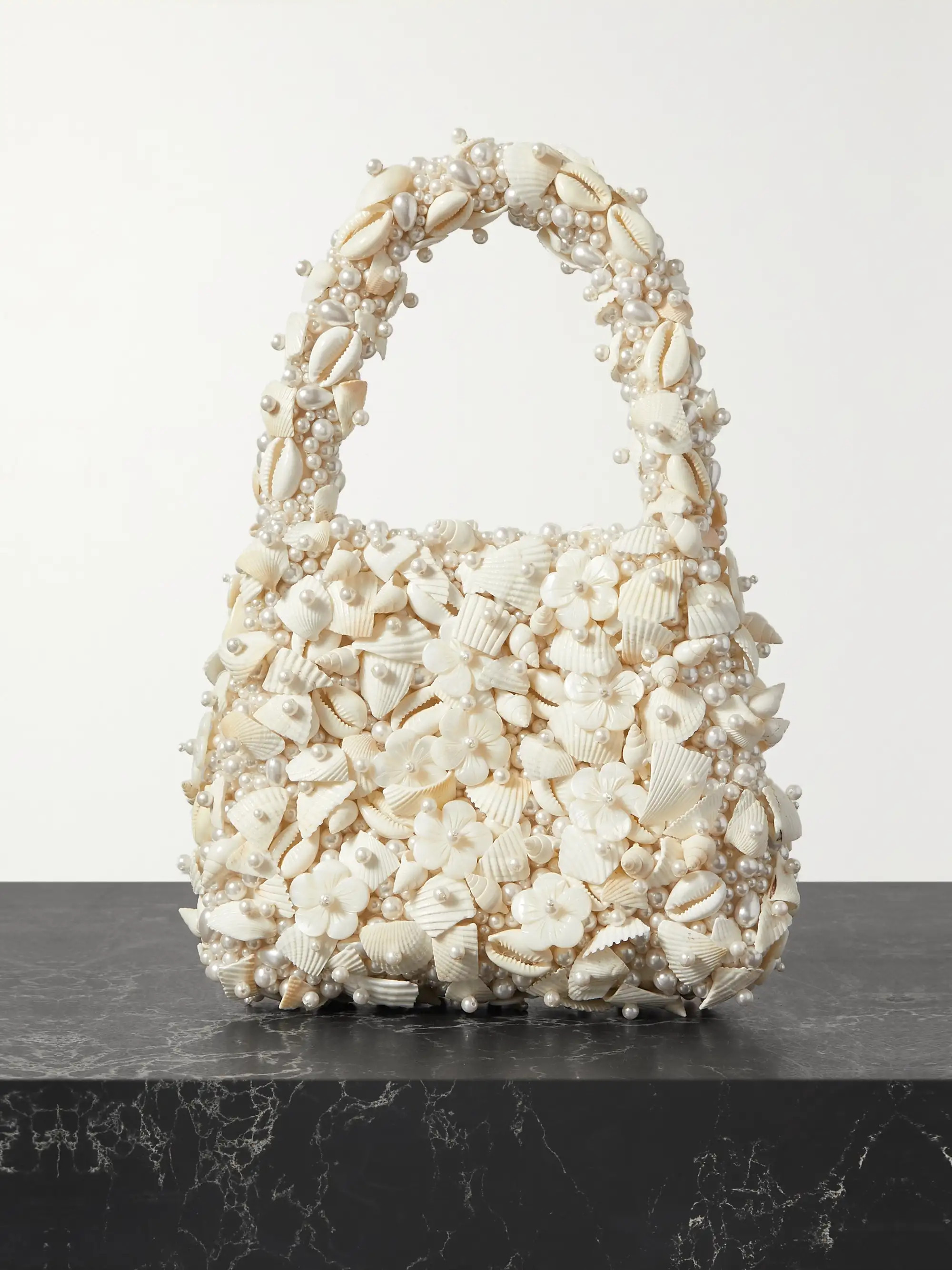 Shell and pearl-embellished twill tote | NET-A-PORTER (UK & EU)