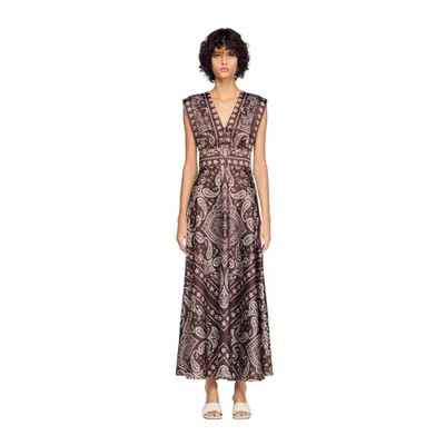 SANDRO Bandana-print maxi dress in Taupe /White at Nordstrom, Size 38 Eu | Nordstrom