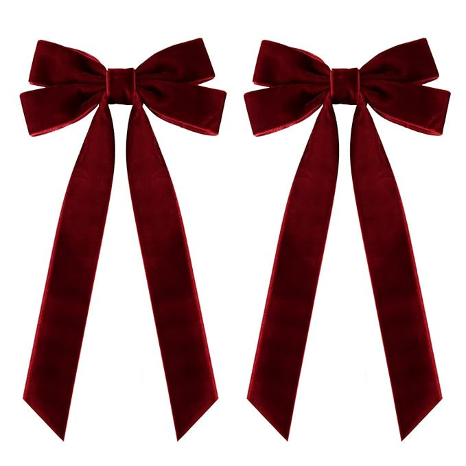 2PCS Velvet Hair Bows Red Hair Ribbon Clips Big Fall Alligator Clips Hair Accessories for Women G... | Amazon (US)