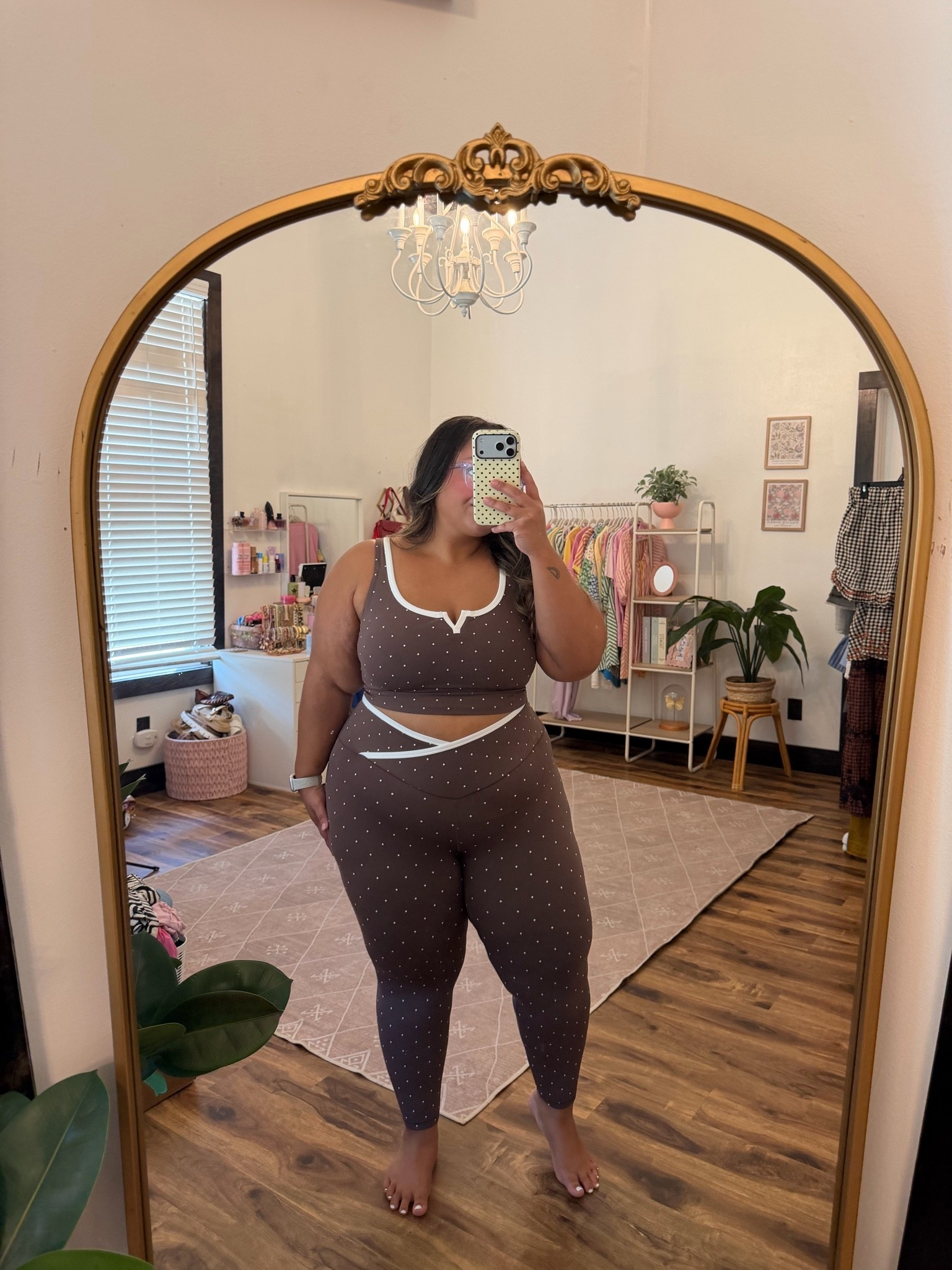 Aerie try on haul - Brown polka dot Aerie Viral set I’m wearing the XL shirt in the leggings and XL in the top

#LTKSaleAlert #LTKPlusSize #LTKPetite