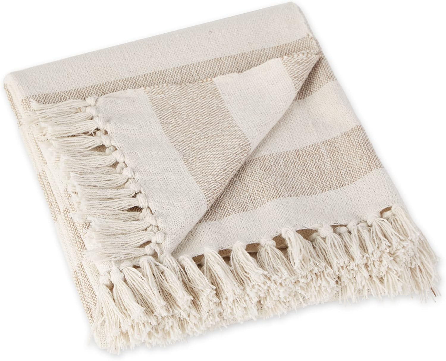 DII Rustic Farmhouse Cotton Cabana Striped Blanket Throw with Fringe, 50 x 60 - Cabana Striped St... | Amazon (US)