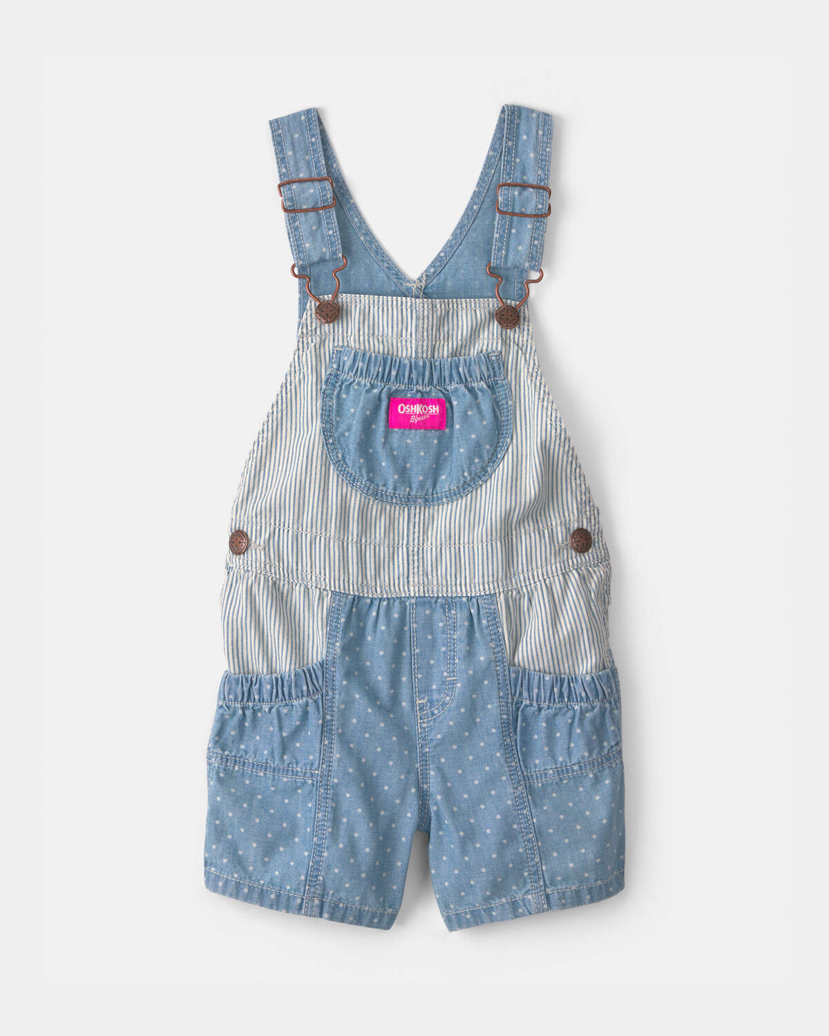 Toddler Hickory Stripe & Dots Shortall - Light Wash | Carter's Inc