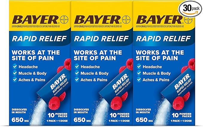 Bayer Rapid Relief Powder Packs with Aspirin & Caffeine, Dissolvable Fast Acting Pain Relief for ... | Amazon (US)