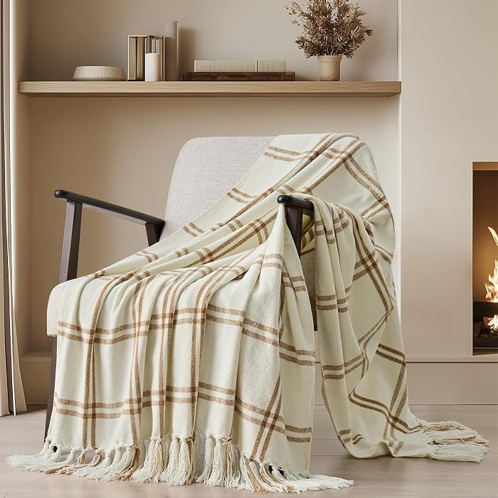 EverGrace Plaid Chenille Throw Blanket for Couch, Super Soft Cozy Decorative Windowpane Grid Plai... | Amazon (US)