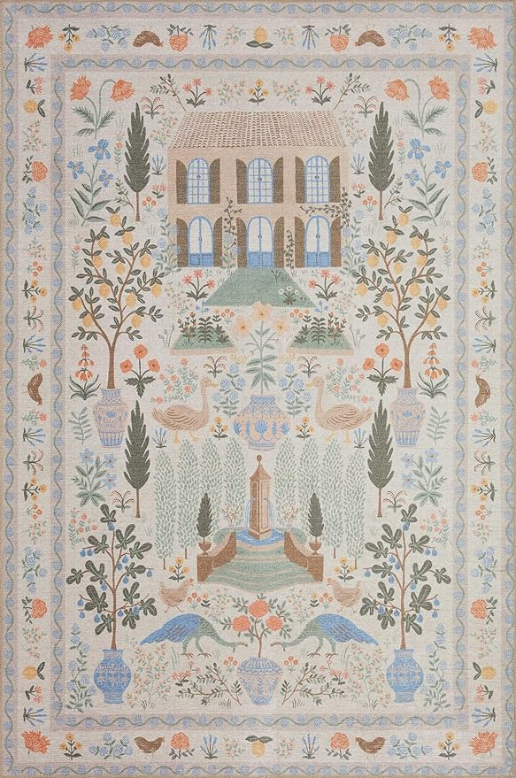 Loloi Rifle Paper Co Menagerie Cream 7'-6" x 9'-6" Area Rug | Amazon (US)