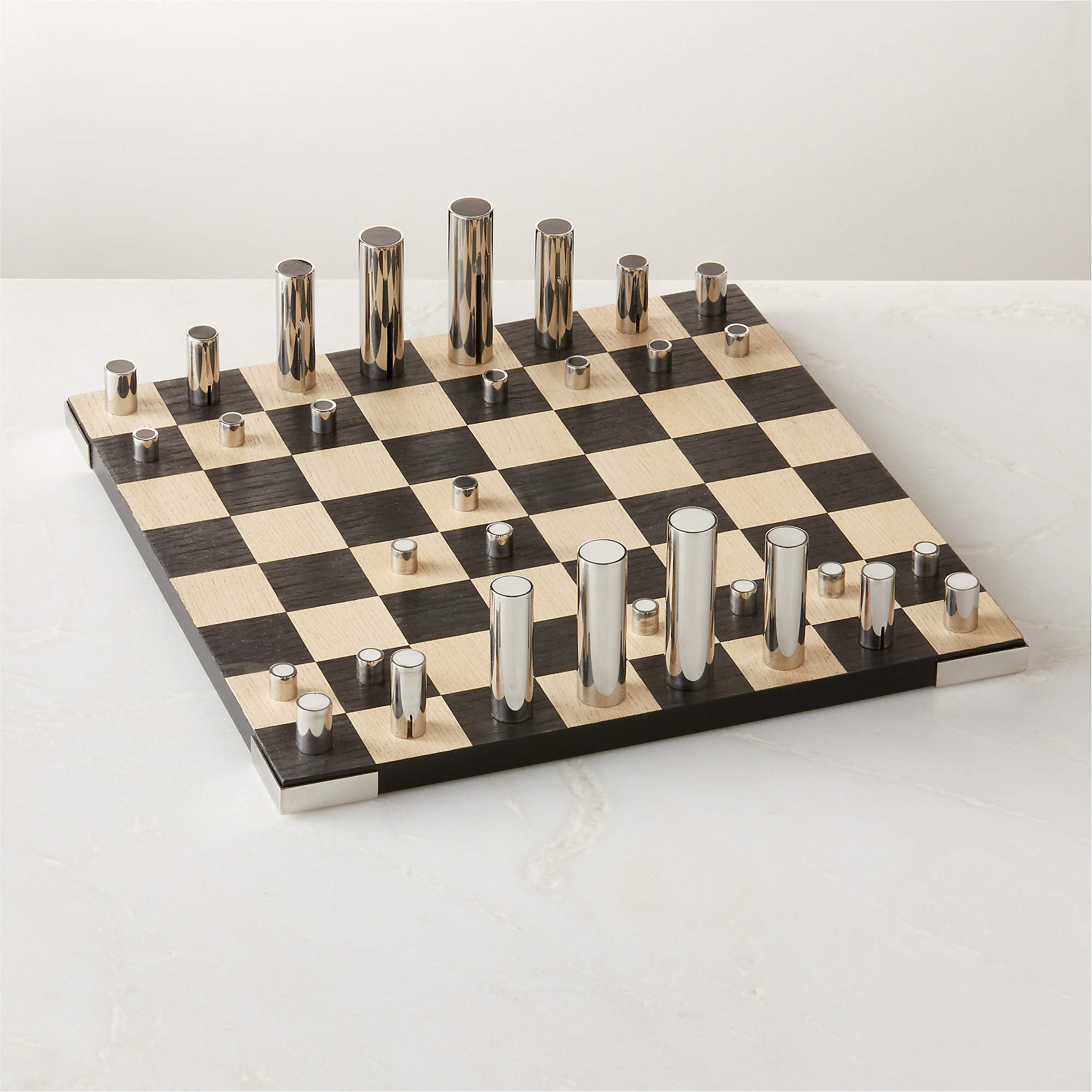 Famiglia Modern Stainless Steel Chess Set by Gianfranco Frattini + Reviews | CB2 | CB2