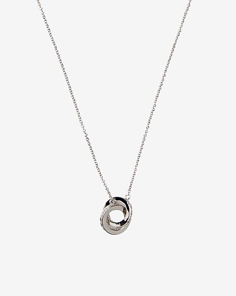 Cubic Zirconia Interlocking Circle Drop Necklace | Express