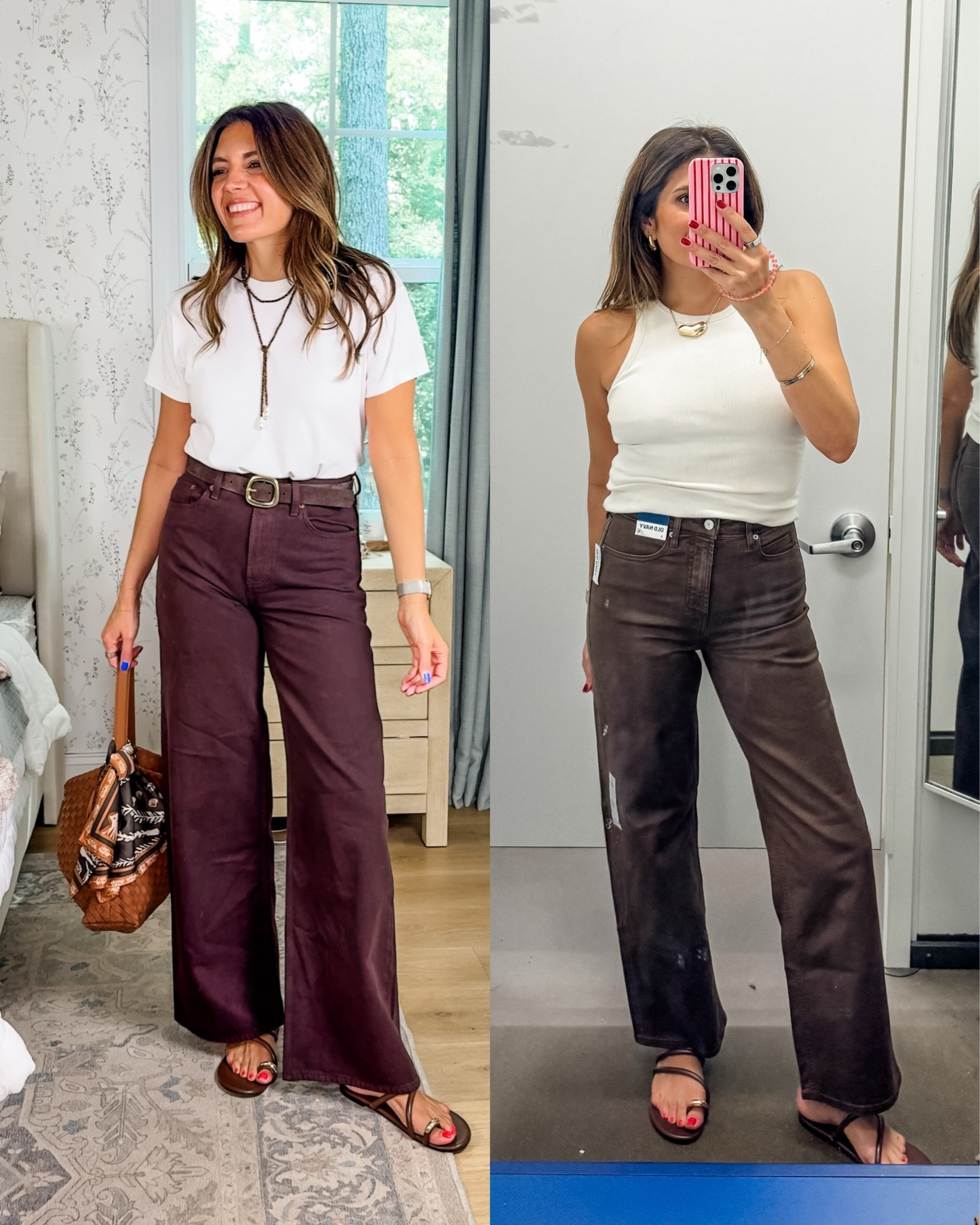 Chocolate brown jeans! $100 vs $25! Which would you pick? 👀 old navy jeans 50% off right now!! I’m
5’7” wearing a 27 tall in the Abercrombie and 4 in the old navy jeans!

#LTKOver40 #LTKTall #LTKSaleAlert