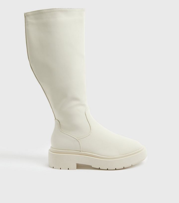 Off White Scuba Knee High Chunky Boots
						
						Add to Saved Items
						Remove from Saved It... | New Look (UK)