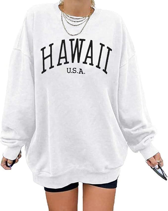 Women's Oversized Sweatshirt Los Angeles California Crewneck Long Sleeve Casual Loose Pullover To... | Amazon (US)