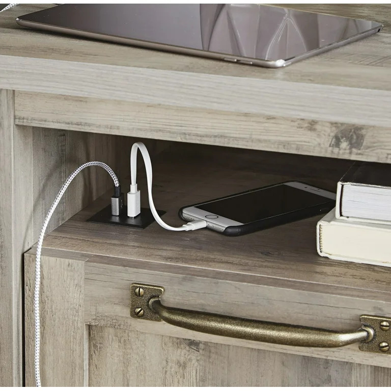 Better Homes & Gardens Modern Farmhouse Side Table with USB, Rustic Gray Finish - Walmart.com | Walmart (US)