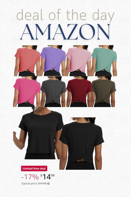 Cropped workout tee on deal of the day from Amazon!
