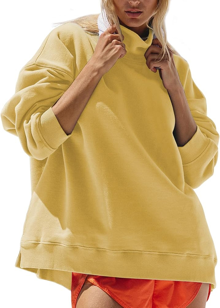 Hixiaohe Womens Mock Neck Sweatshirt Oversized Pullover Long Sleeve Tops Trendy Turtleneck Athlet... | Amazon (US)