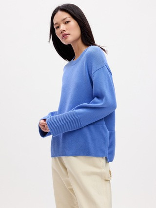 24/7 Split-Hem Crewneck Sweater | Gap Factory