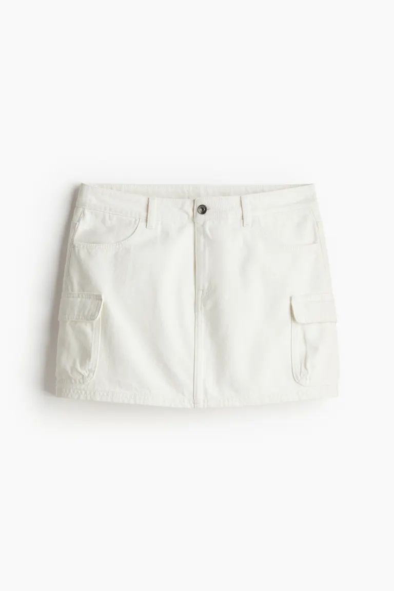 Twill Cargo Mini Skirt - Cream - Ladies | H&M US | H&M (US + CA)
