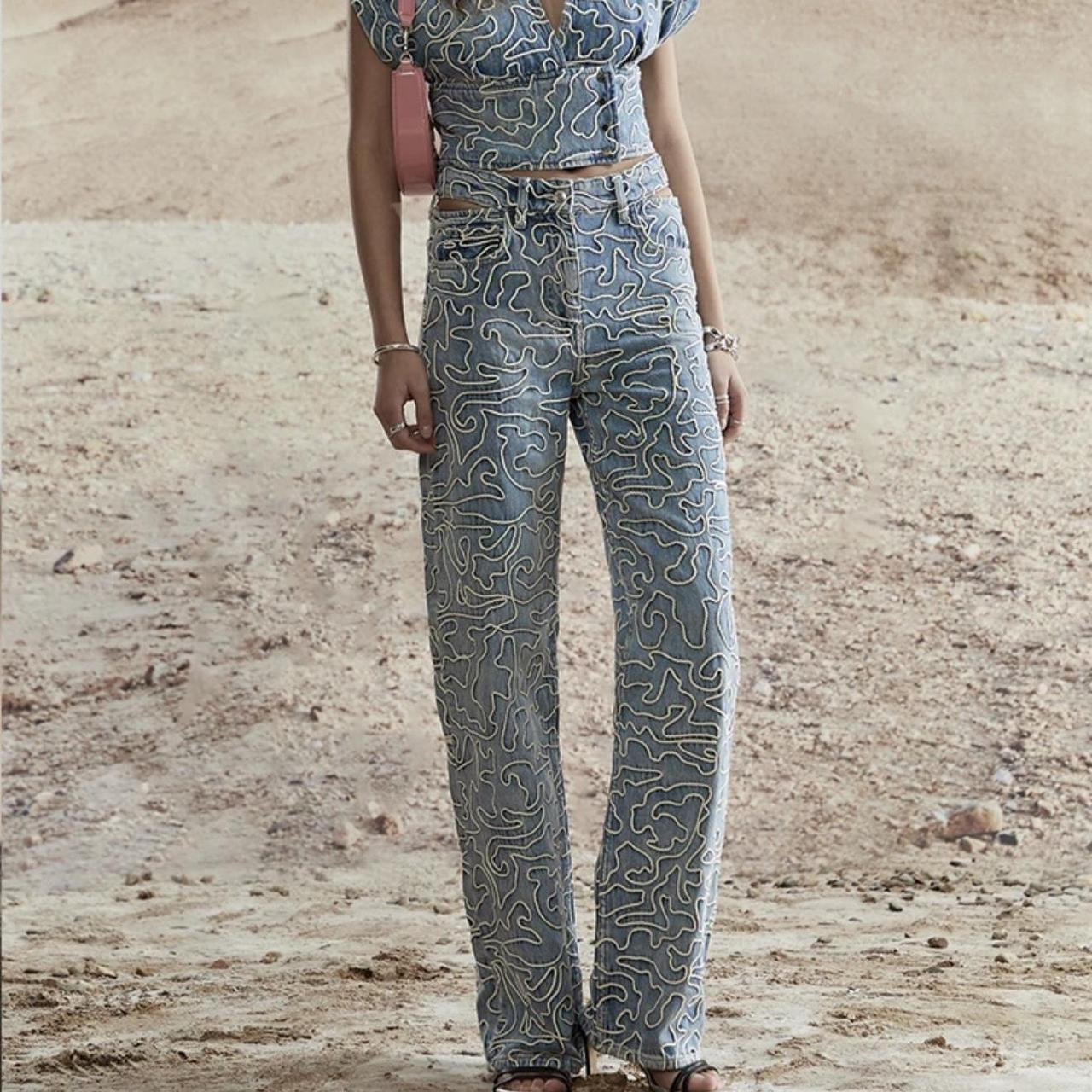 IRO
Women's Blue Lambert Embroidered-pattern Jeans... | Depop | Depop US