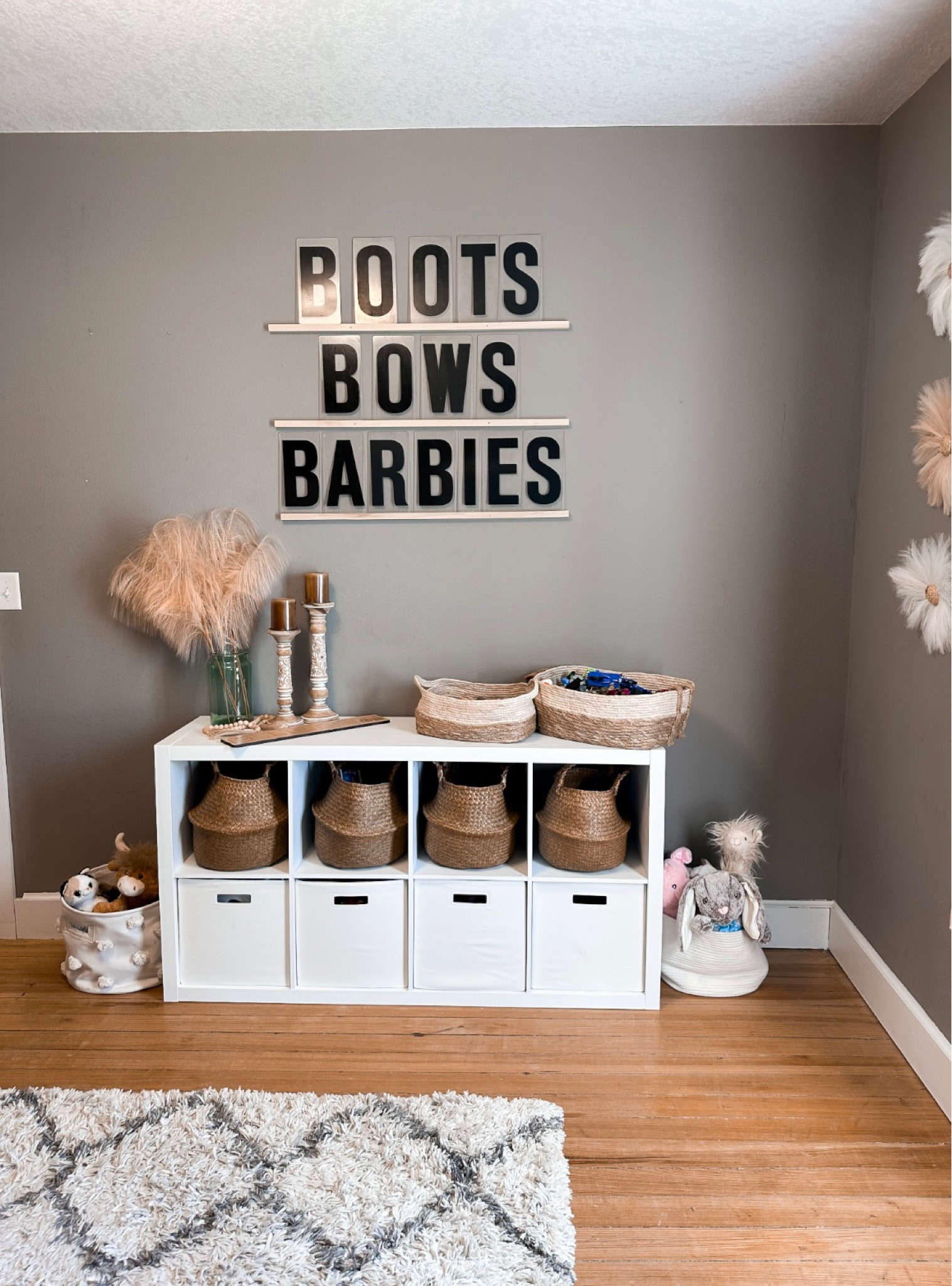 Our toy room organization. All the toy storage is from Walmart & Amazon! 