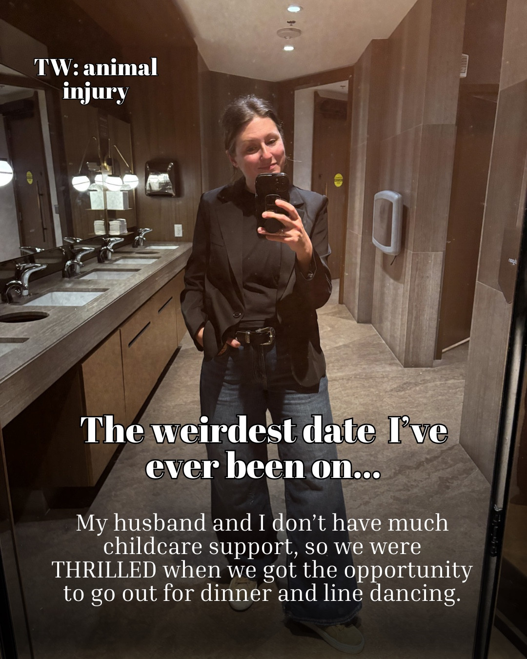 One couple. One date. One very injured pigeon. What started as a simple dinner and line dancing turned into a rescue mission when they found a bloodied bird in the parking lot. With cocktails abandoned and a 45-minute drive ahead, they tried to save the pigeon’s life—only to return to a free dessert and a story they’d never forget. This is their story.

#datenight #parentsnightout #weirdnight #pigeonrescue #animalrescue #poorpigeon #animallover #triedmybest

#LTKMidsize #LTKFindsUnder50