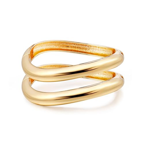 Elegance 11 designs Gold Cuff Bangle Bracelets For Women Set Chunky Trendy Hinged Irregular Cuff ... | Amazon (US)