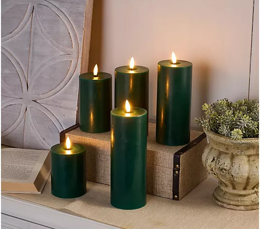 Home Reflections 5-pc Flameless Pillar Candles with Gift Box - QVC.com | QVC