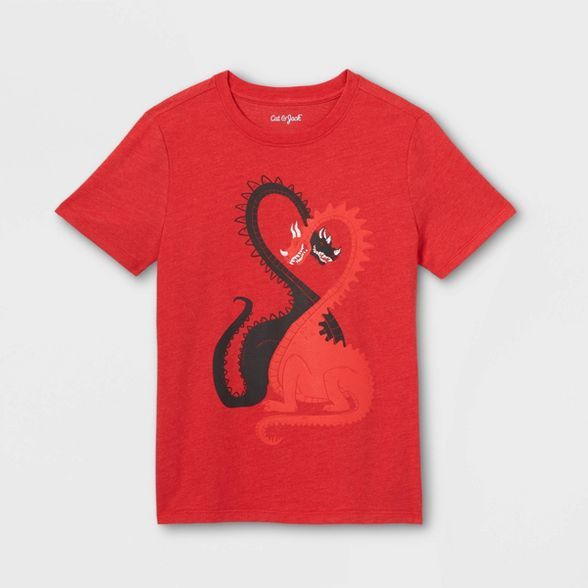 Boys' Valentines Dragons Short Sleeve Graphic T-Shirt - Cat & Jack™ Bright Red | Target
