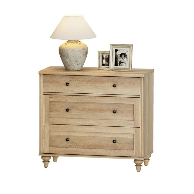 WAMPAT Farmhouse Nightstand with 3 Drawers, Large Wood Bedside Table Night Stand, Wide Sofa Side ... | Walmart (US)