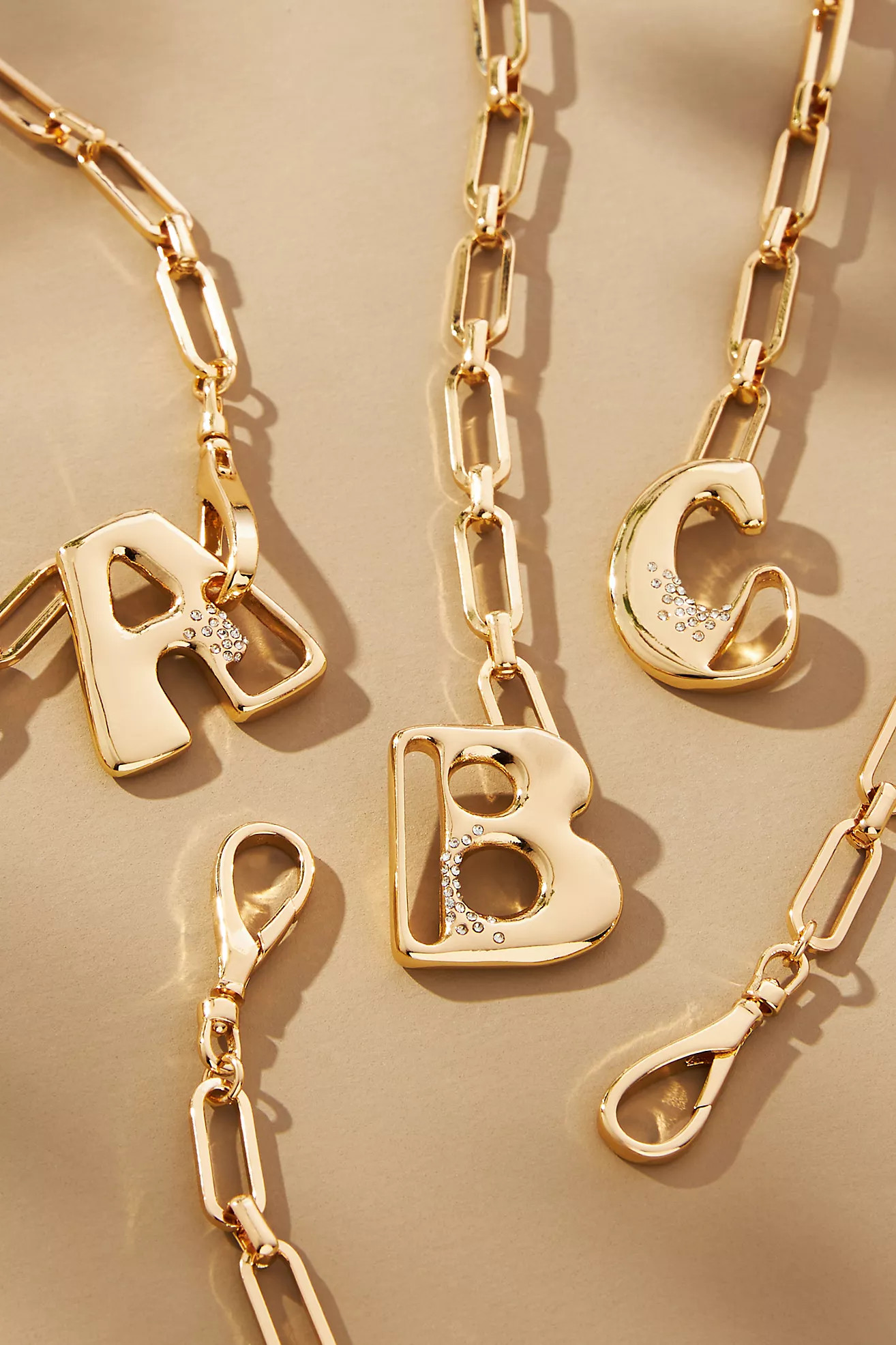 Bubble Letter Monogram Paperclip Chain Necklace | Anthropologie (US)