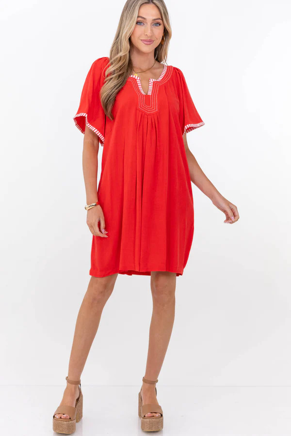 Where You Feel Free Red Dress | The Mint Julep Boutique