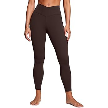 CRZ YOGA Womens Butterluxe Cross Waist Workout Leggings 25 Inches - V Crossover High Waisted Gym ... | Amazon (US)