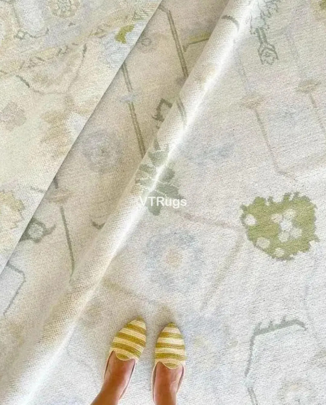 Serene Ivory Oushak Hand Knotted Area Rug New Zealand Wool Soft Organic Pattern Large Living Room... | Etsy (US)