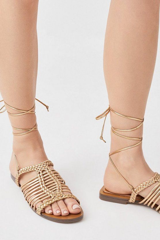 Leather Tie Up Strappy Sandal | Karen Millen US