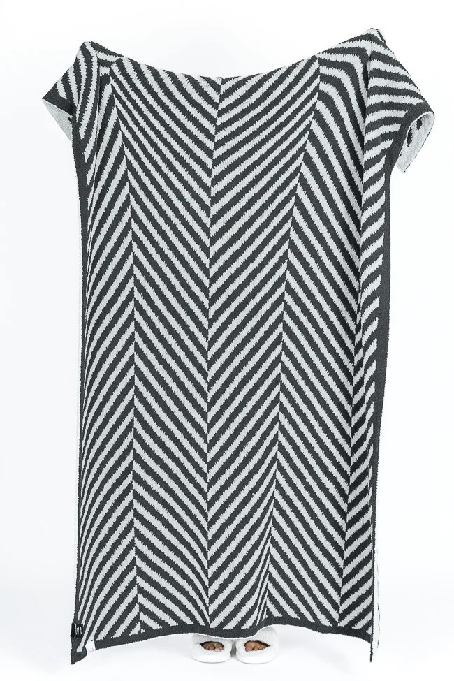 Make Me Believe Dark Grey Herringbone Blanket DOORBUSTER | Pink Lily
