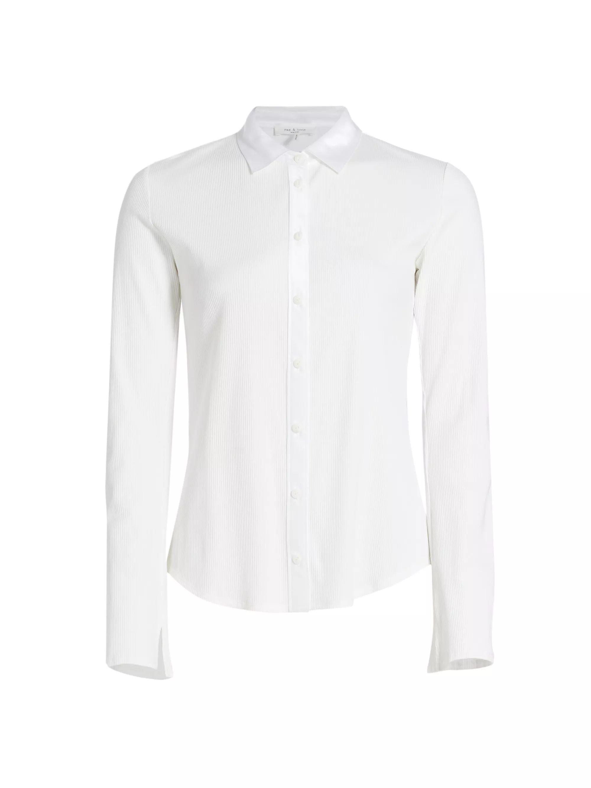 Ribbed Mix Media Button Down | Saks Fifth Avenue