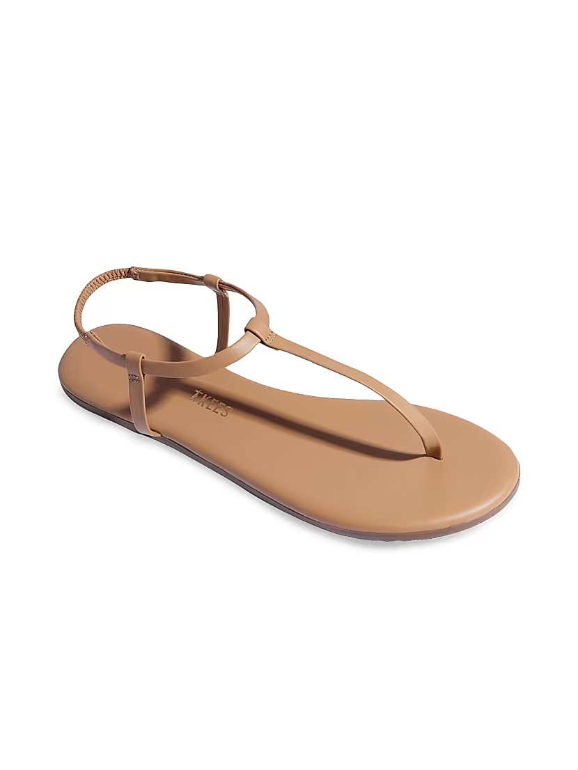 Foundations Matte Leather T-Strap Sandals | Saks Fifth Avenue