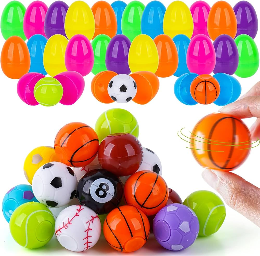 72 Pcs Prefilled Easter Eggs with Fidget Spinner Sports Balls Toy for Kids Boys Girls, Easter Bas... | Amazon (US)