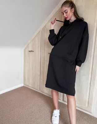 Monki Zandra organic cotton hoodie dress in black | ASOS (Global)