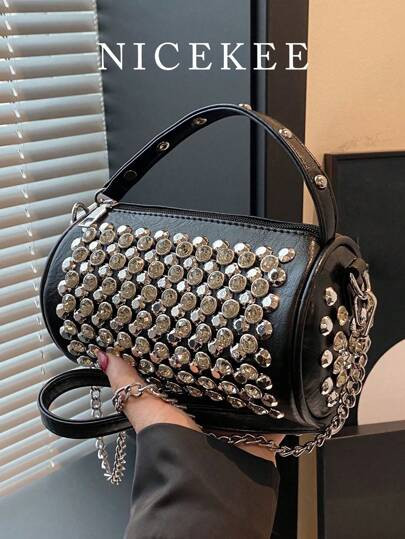 Classic Personalized Cylindrical Bag, Exquisite And Stylish, Versatile Diamond-Studded Banquet Ha... | SHEIN