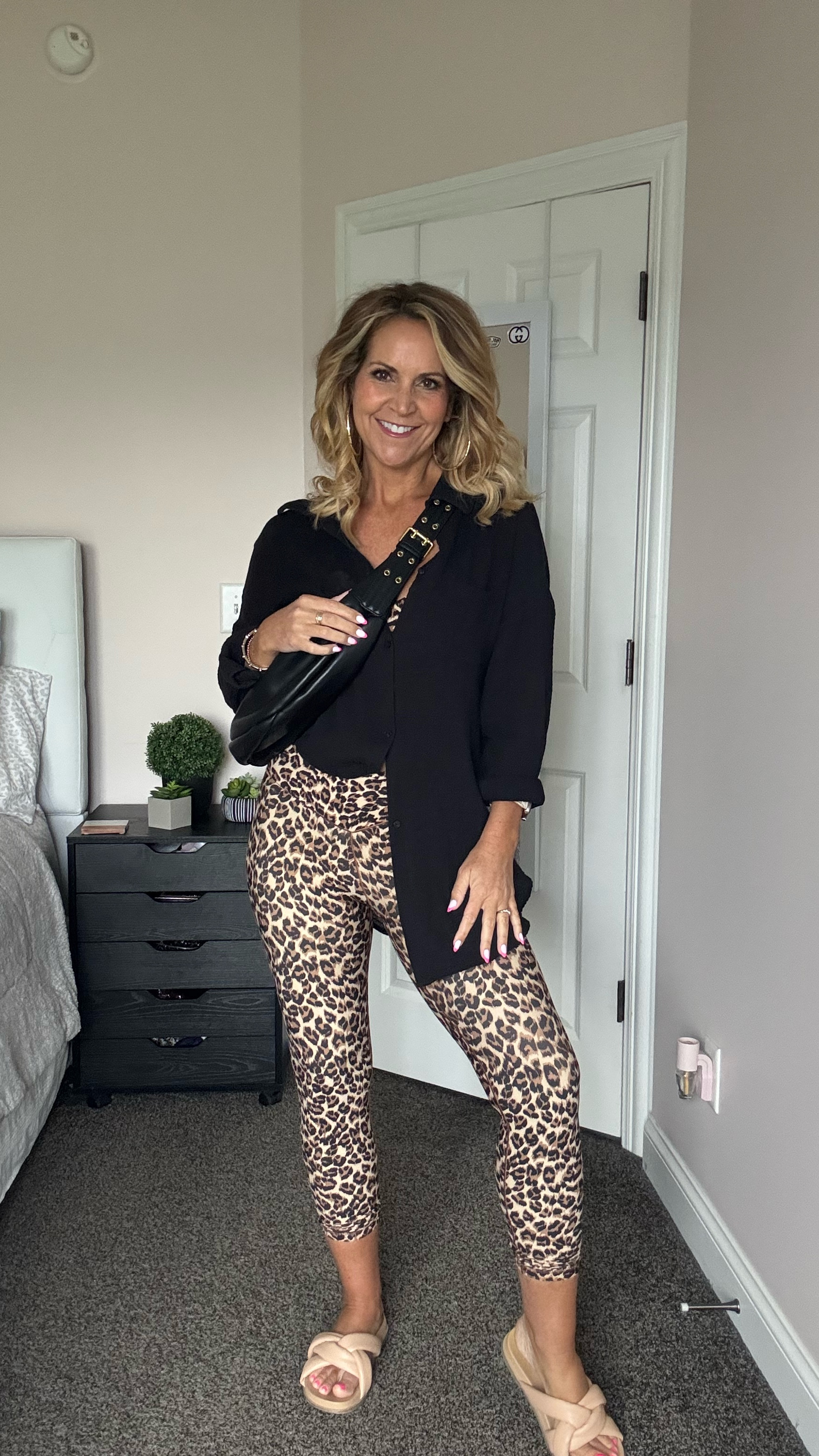 Wore my wild side to my nail appointment—because neutrals are overrated.🐆
Wearing leggings in size S
Sports bra size M
Black shirt size  M
Posting similar shoes since these are last year’s style.


#LTKStyleTip #LTKOver40 #LTKActive