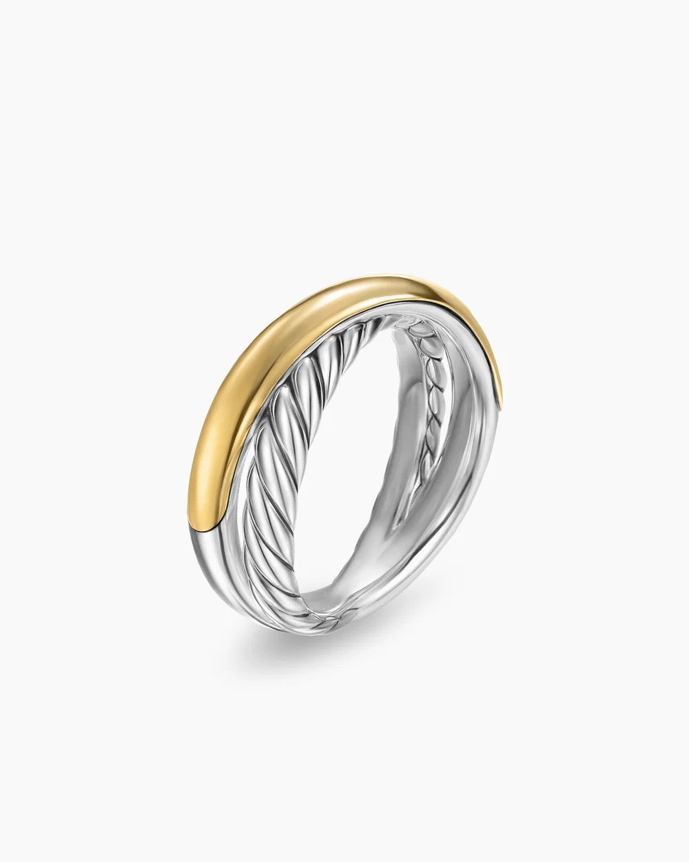 David Yurman | Crossover Two Row Ring in Sterling Silver with 14K Yellow Gold, 7.4mm | David Yurman