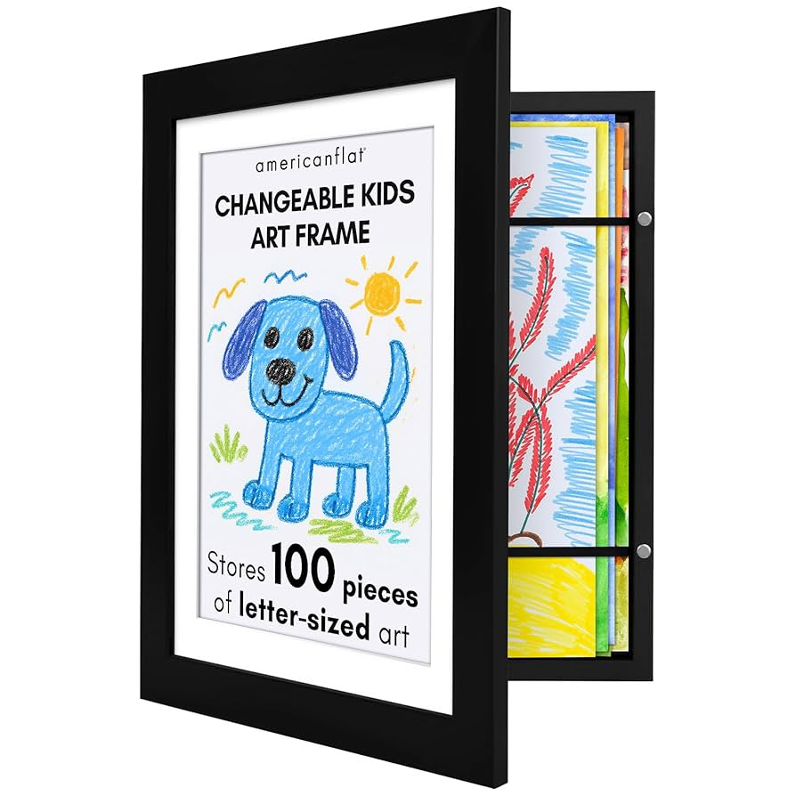 Kids Artwork Frame Changeable (Black) - Magnetic Door Holds 100 Art Pieces - 8.5x11 Letter Size D... | Amazon (US)
