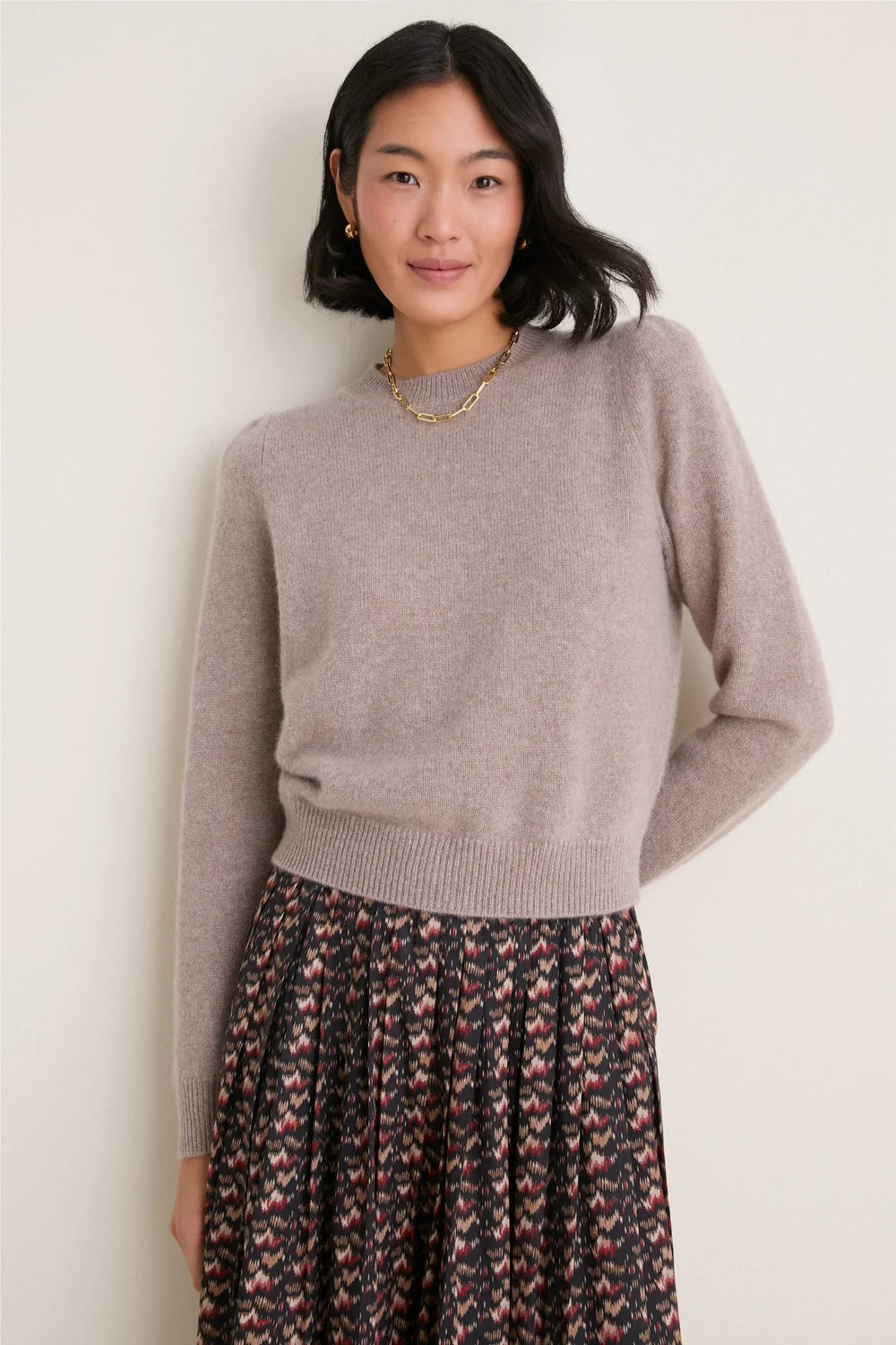 Wheat Cashmere Puff Sleeve Macy Crewneck Sweater | Tuckernuck (US)