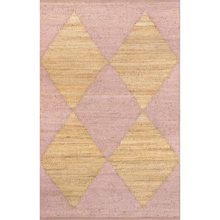nuLOOM Pandora Pink 8 ft. x 10 ft. Geometric Jute Area Rug TATN03F-8010 - The Home Depot | The Home Depot