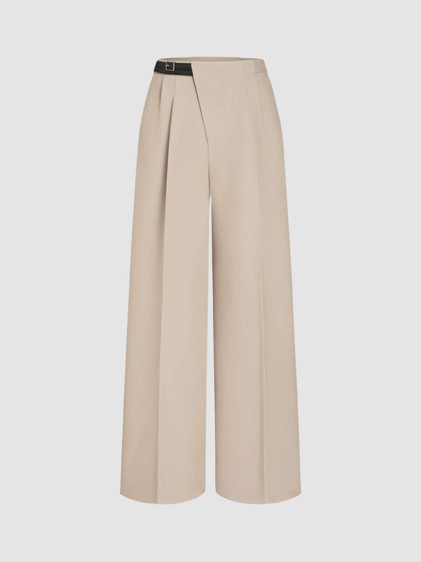 High Waist Belted Straight Leg Trousers For Daily Casual Exhibition Coffee Shop Work | Cider