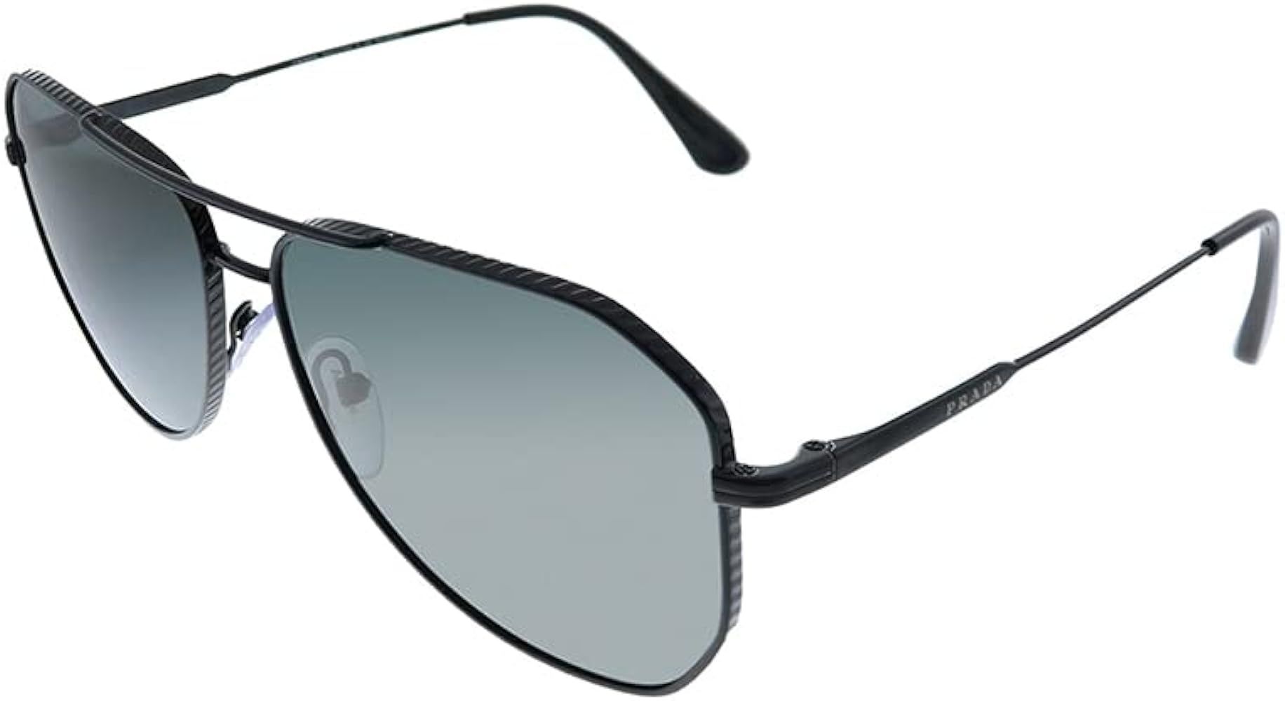 Prada PR 63XS 1AB08G Black Metal Geometric Sunglasses Grey Polarized Lens | Amazon (US)
