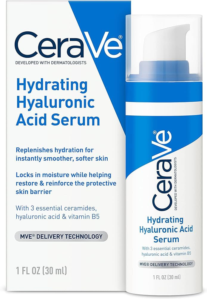 Cerave Hyaluronic Acid Serum for Face with Vitamin B5 and Ceramides | Hydrating Face Serum for Dr... | Amazon (US)