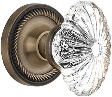 Nostalgic Warehouse Rope Rosette with Oval Fluted Crystal Glass Knob, Passage - 2.375", Antique Bras | Amazon (US)