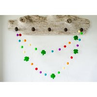 Customizable Rainbow Wool Shamrock Garland - Felt Ball 4 Leaf Clover Bunting Spring Seasonal Banner  | Etsy (US)