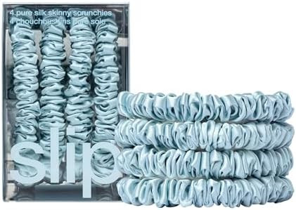 Slip Silk Hair Ties — Skinny Silk Sky Blue Scrunchies, No Damage, No Crease, Anti-Breakage |100... | Amazon (US)