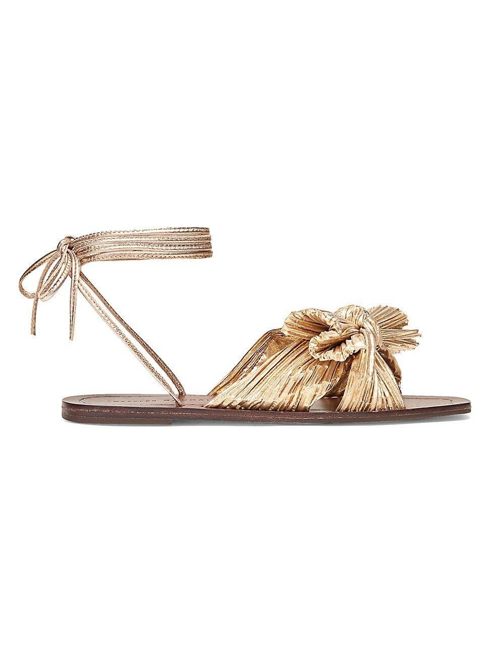 Loeffler Randall Women's Peony Ankle-Wrap Knotted Metallic Sandals - Gold - Size 7 | Saks Fifth Avenue
