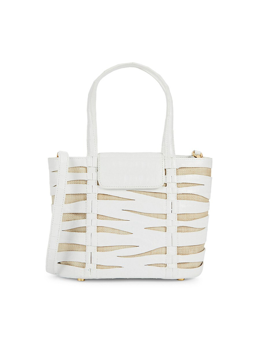 Nancy Gonzalez Women's Small Zebra Crocodile & Raffia Tote - White | Saks Fifth Avenue OFF 5TH